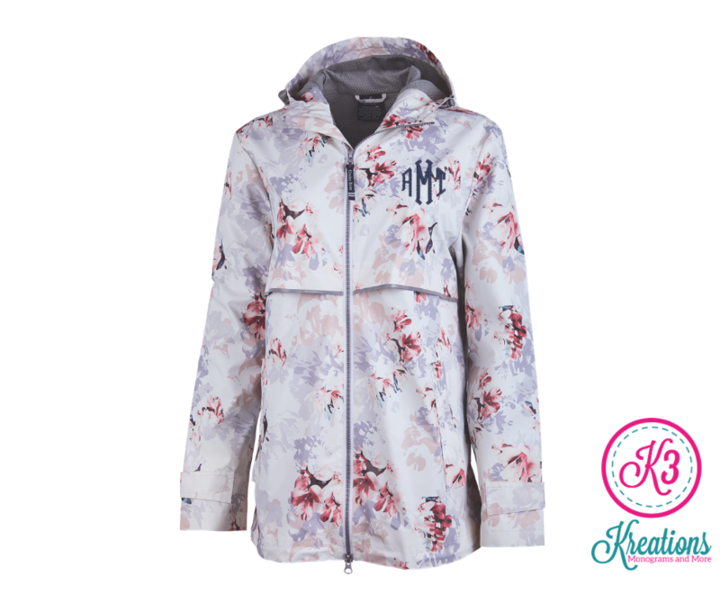 Ladies Charles River New Englander Floral Printed Rain Jacket