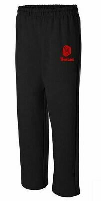 The Lex Open Bottom Black Sweatpants with Embroidered Logo (LTC)