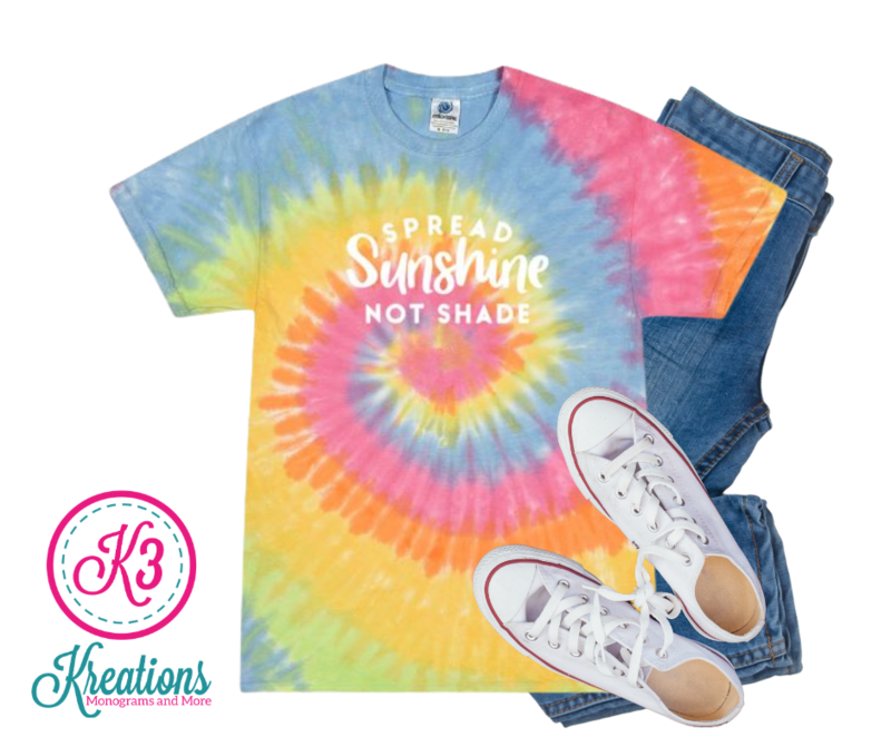Adult Eternity Tie-Dye Spread Sunshine Not Shade Short Sleeve Tee