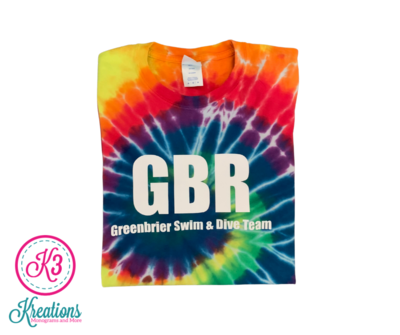 Short Sleeve Rainbow Tie-Dye T-shirt with Choice of Greenbrier Logo
