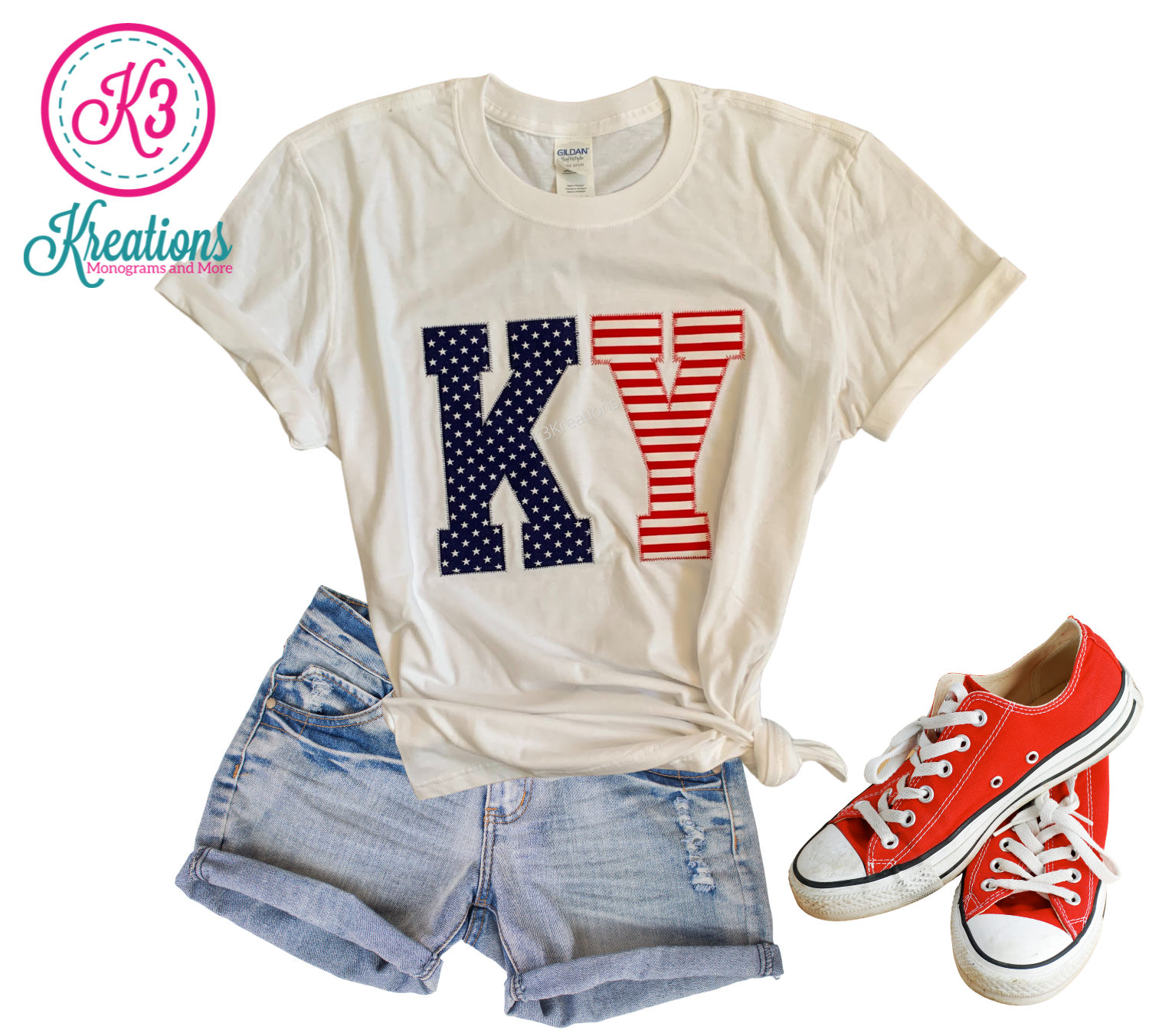 Adult KY Stars & Stripes Short Sleeve Softstyle White Tee