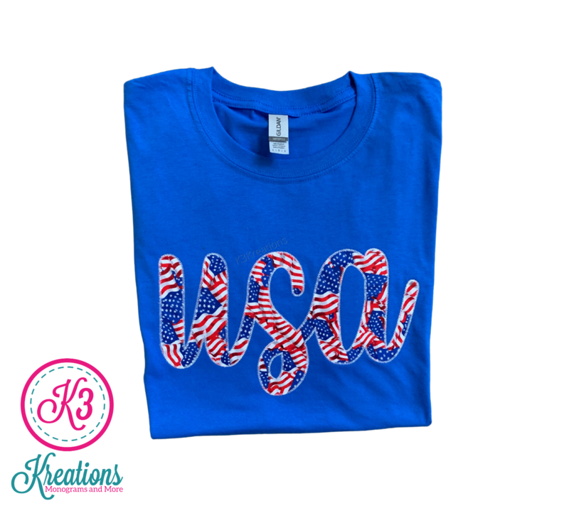 Adult USA Flags Short Sleeve Softstyle Blue Tee