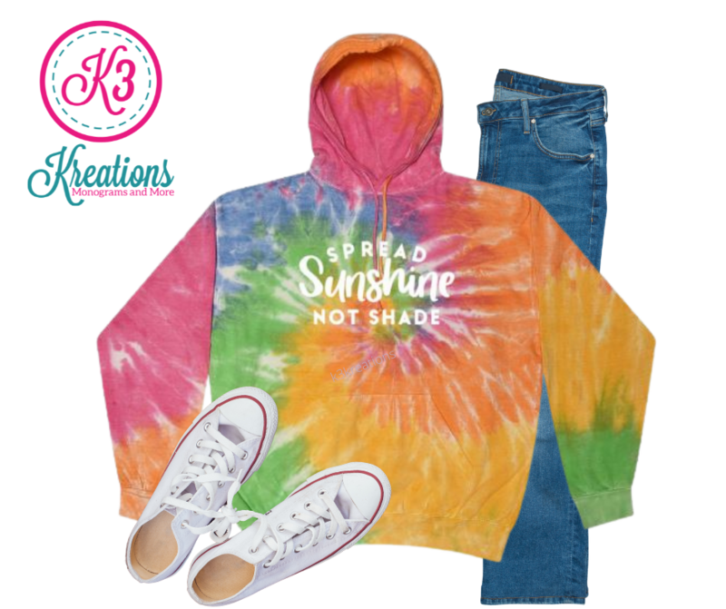 Adult Colorful Eternity Tie-Dye Spread Sunshine Not Shade Hooded Sweatshirt