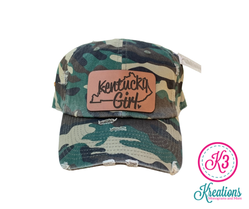 Kentucky Girl Leather Patch Distressed Cap