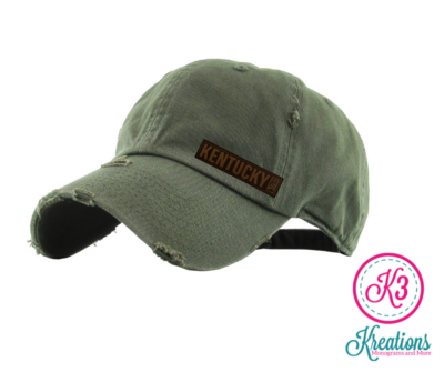 Kentucky Leather Patch Distressed Cap