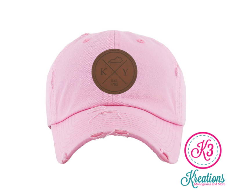 KY Round Leather Patch Distressed Cap
