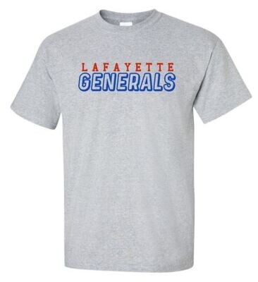 Adult Lafayette Generals Stacked Design Short OR Long Sleeve Tee
