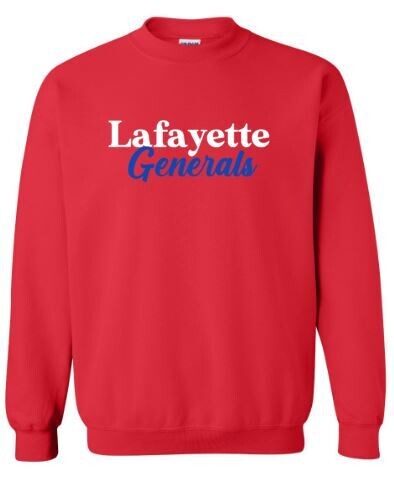 Adult Lafayette Generals Mixed Font Crewneck Sweatshirt