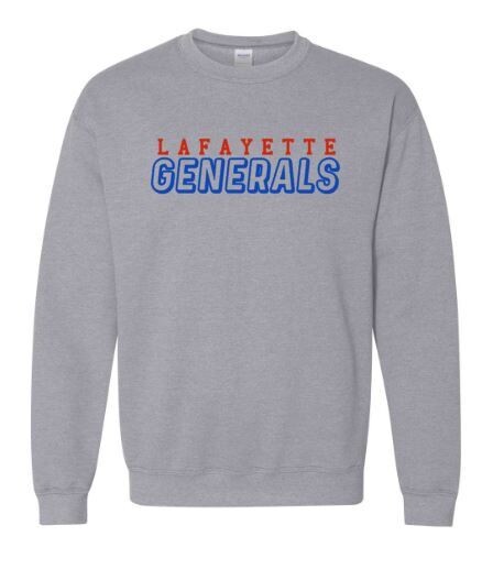 Adult Lafayette Generals Stacked Design Crewneck Sweatshirt