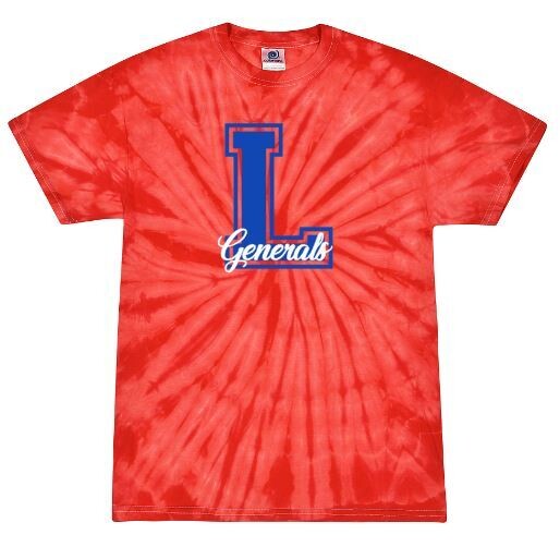 Adult L Script Generals Tie Dye Short Sleeve Tee