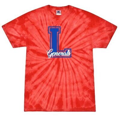 Adult L Script Generals Tie Dye Short Sleeve Tee