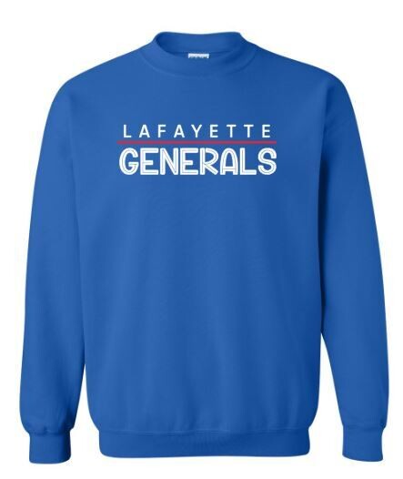 Adult Lafayette Generals Split Line Crewneck Sweatshirt