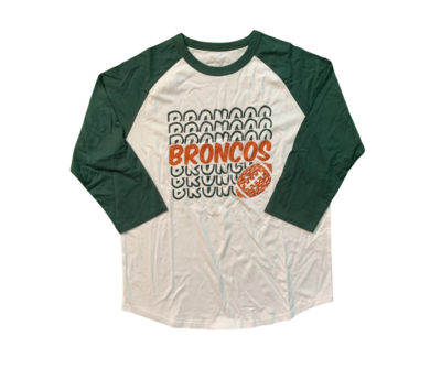Unisex Youth OR Adult Broncos Stacked Football Baseball Style Tee (FDF)