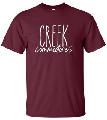 Creek Commodores Unisex Short Sleeve Tee YOUTH and ADULT (TCDT)