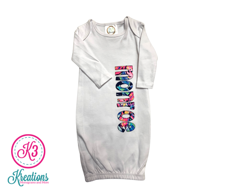 Baby Girl White Gown with Lilly Print Personalization