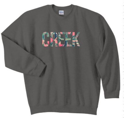 CREEK Diamond Applique Unisex Crewneck - YOUTH and ADULT - Choice of LILLY print fabric (TCDT)