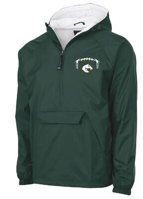 Charles River 1/2 Zip Lined Rain Pullover with embroidered left chest Football Laces and Bronco (FDF)