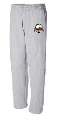 Sport Gray Open Bottom Sweatpants with Embroidered Douglass Broncos Logo (FDF)