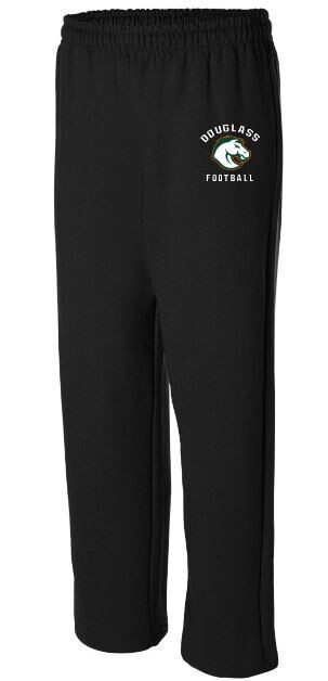 Black Open Bottom Sweatpants with Embroidered Douglass Football (FDF)