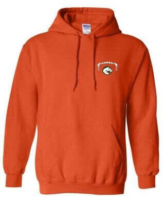 Unisex Football Laces and Bronco Left Chest Embroidered Hooded Sweatshirt (FDF)