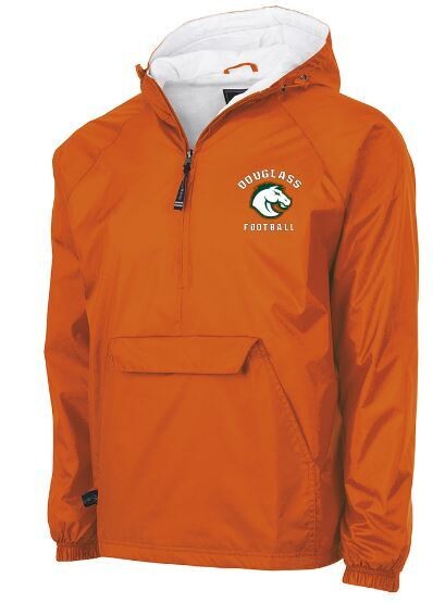 Adult Charles River 1/2 Zip Lined Rain Pullover with embroidered left chest Douglass Football (FDF)