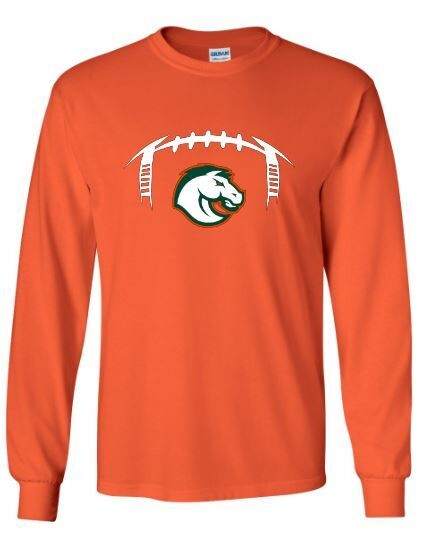 Unisex Football Laces and Broncos Long Sleeve Tee (FDF)