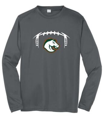 Adult Sport-Tek® PosiCharge® Football Laces and Bronco Long Sleeve Tee (FDF)