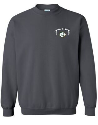 Adult Football Laces and Bronco Left Chest Embroidered Crewneck Sweatshirt (FDF)