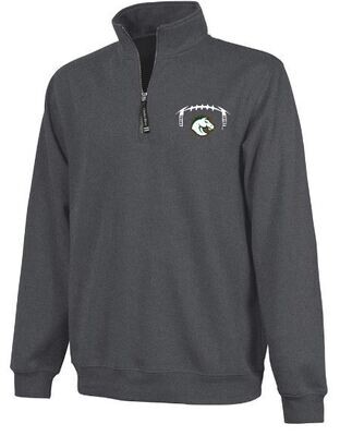 Adult Charles River 1/4 Zip Fleece Pullover with Embroidered Left Chest Football Laces and Bronco (FDF)
