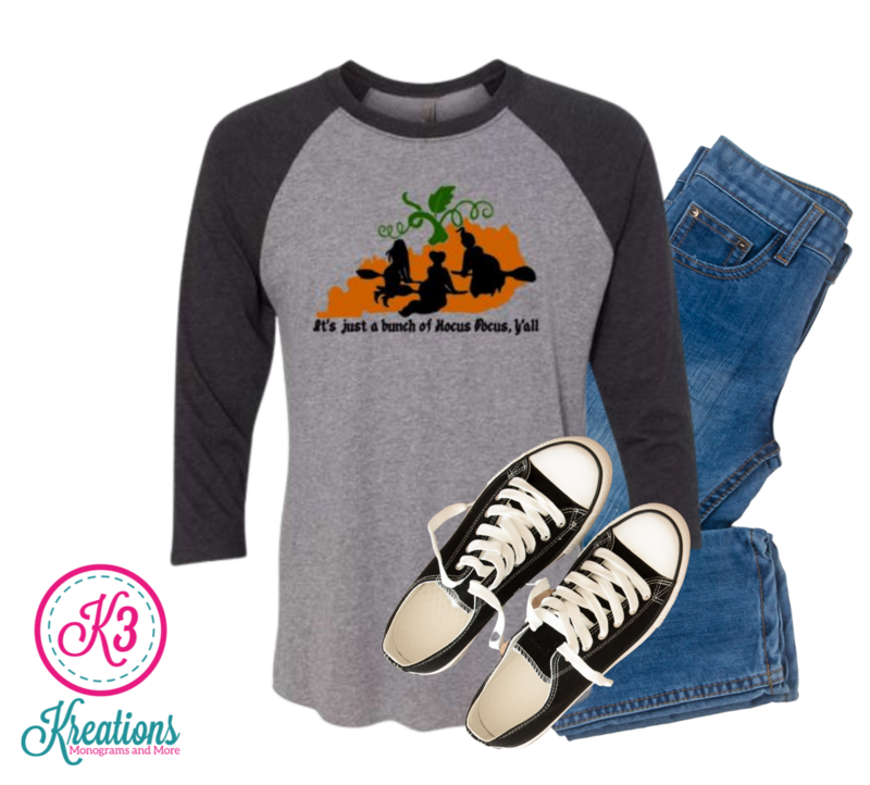 Adult It's Just a Bunch of Hocus Pocus Y'all Kentucky State Raglan Tee