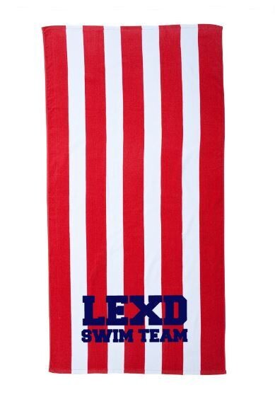 LEXD Swim Team Cabana Red Stripe Velour Beach Towel (LEXD)