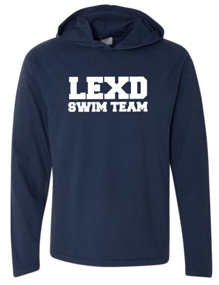 Unisex Adult Comfort Colors Garment-Dyed Heavyweight Hooded Long Sleeve Tee with LEXD Swim Team