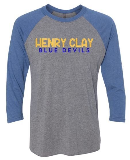 Unisex Adult Henry Clay Blue Devils Triblend Three-Quarter Sleeve Raglan