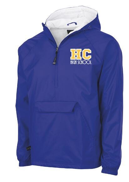 Charles River 1/2 Zip Lined Rain Pullover with embroidered left chest HC High School (HCDT)