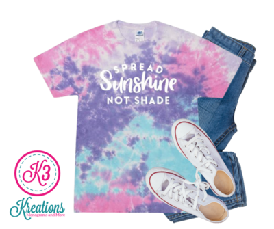 Adult Cotton Candy Tie-Dye Spread Sunshine Not Shade Short Sleeve Tee