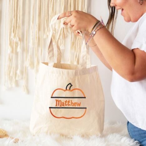 Pumpkin Name Canvas Tote