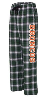 Unisex Adult Green & White Broncos Flannel Pants (FDBS)