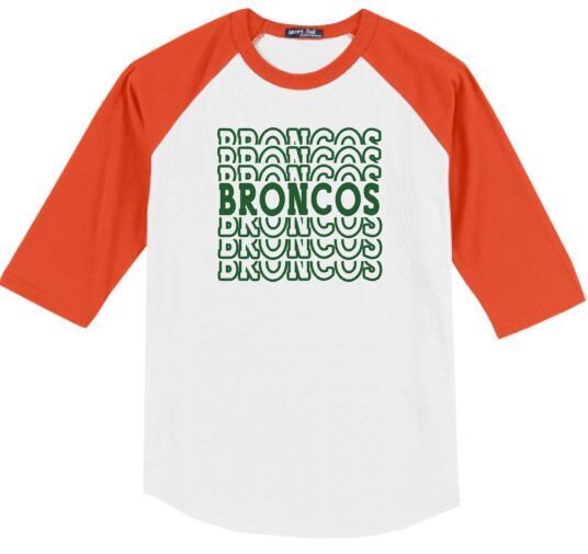 Adult Broncos Stacked Baseball Style Tee