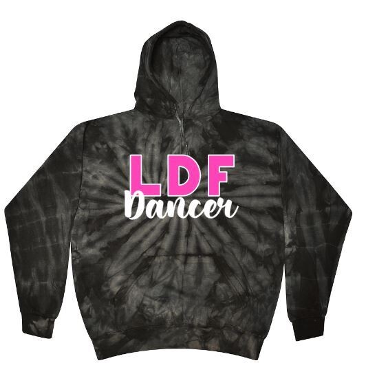 Youth OR Adult LDF Dancer Black Tie Dye Hooded Sweatshirt (LDF)