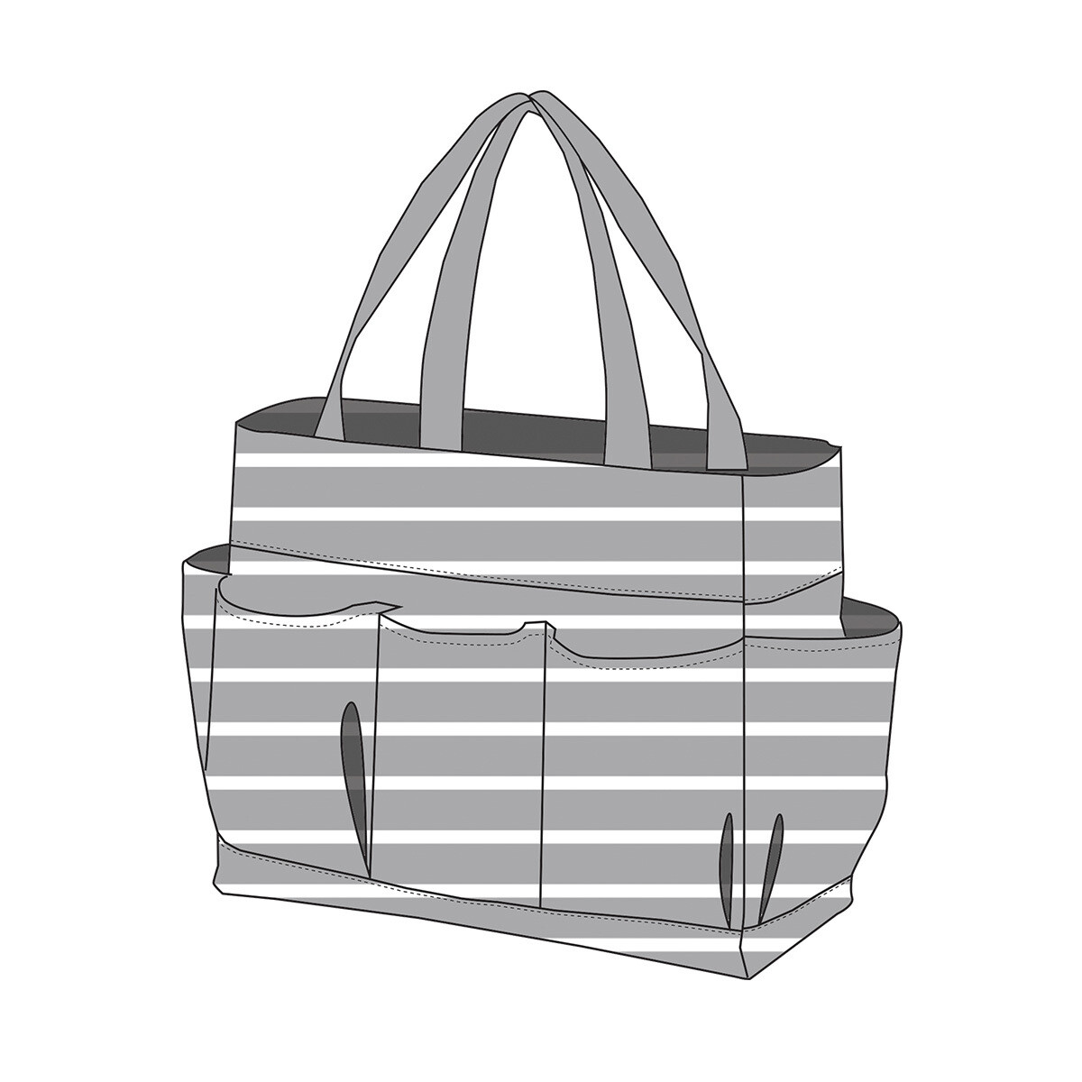 Grey Stripe Carry All Tote Bag