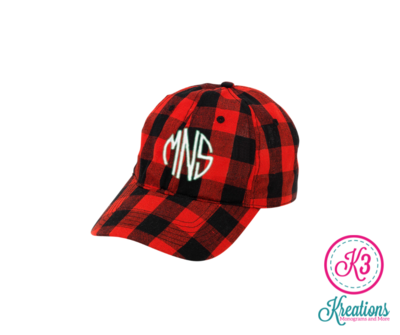 Red Buffalo Check Embroidered Monogram Ball Cap