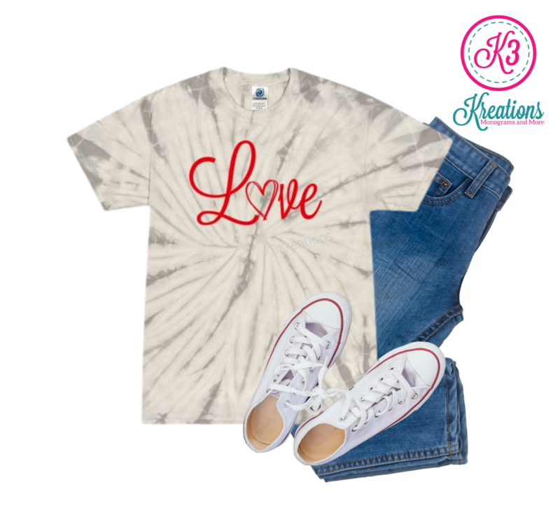 Adult Love Silver Tie-Dye Short OR Long Sleeve Tee