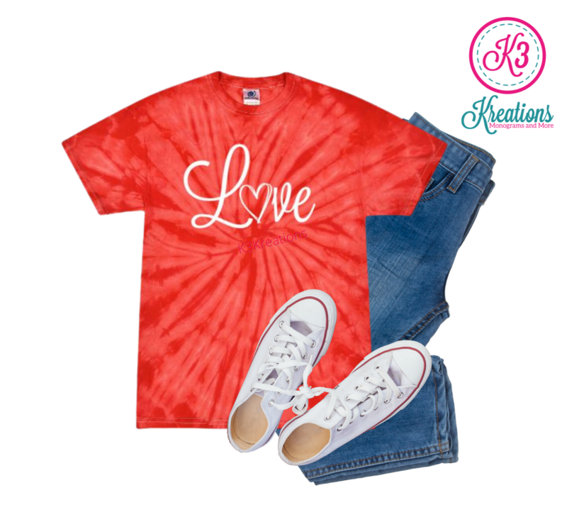 Adult Love Red Tie-Dye Short OR Long Sleeve Tee
