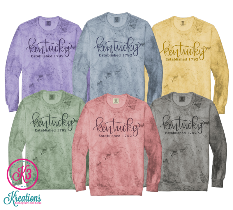 Adult Kentucky Established 1792 Comfort Colors Color Blast Crewneck Sweatshirt