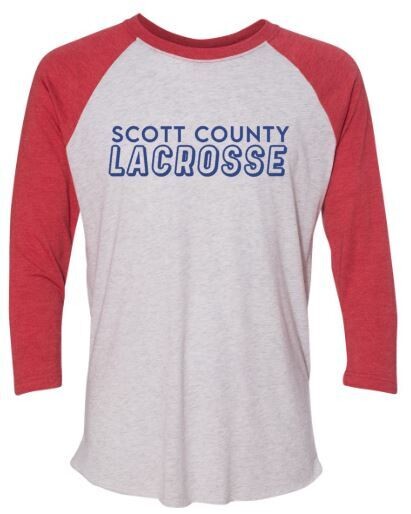Adult Scott County Lacrosse Triblend Three-Quarter Sleeve Raglan Tee (SCUL)