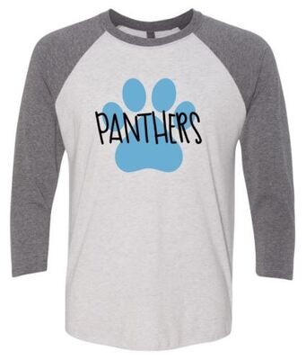 Pawprint Panthers Adult Three-Quarter Sleeve Tee (EJHL)