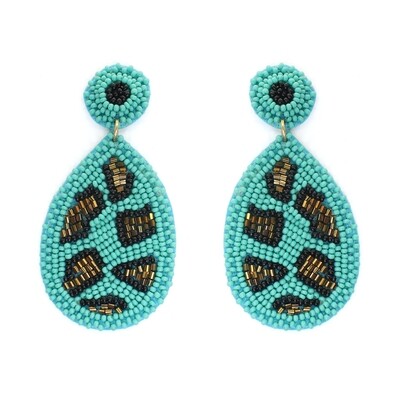 Aqua Cami Leopard Earrings