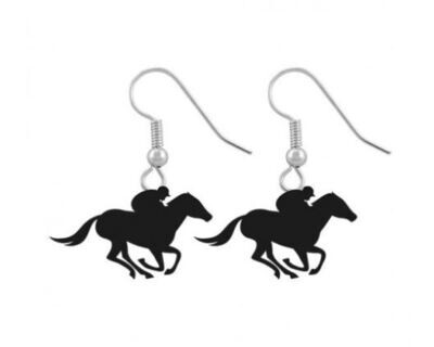 Black Derby Horse Earrings