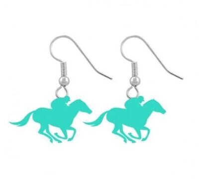 Mint Derby Horse Earrings