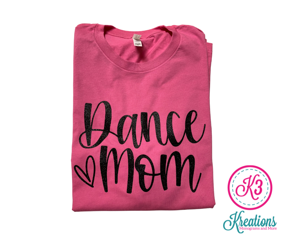 Dance Mom Glitter Vinyl Bella + Canvas Short Sleeve Tee